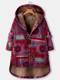 Patchwork Capuchon Jas voor Dames - Rood