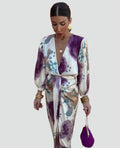Tie Dye Tweedelige Rok Set met Overslag voor Dames
