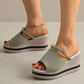 Platform Sandalen met Open Teen en Enkelbandjes voor Dames - Abrikoos