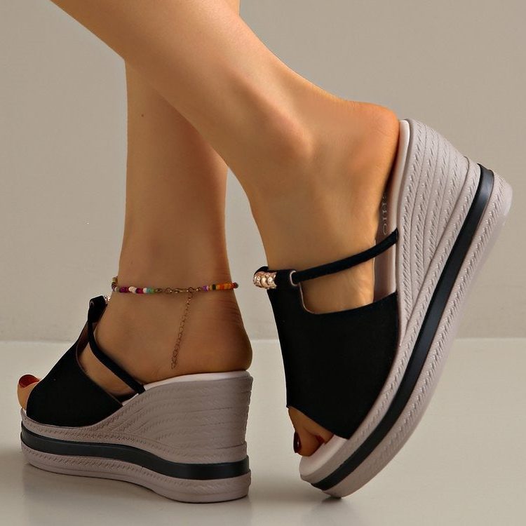 Platform Sandalen met Open Teen en Enkelbandjes voor Dames