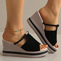 Platform Sandalen met Open Teen en Enkelbandjes voor Dames - Zwart