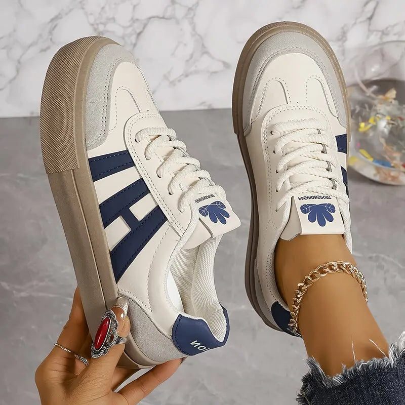 Platform Sneakers met Contrastbanden voor Dames - Blauw