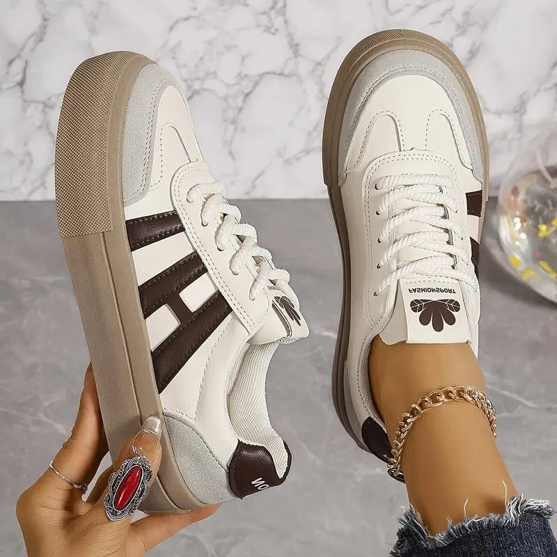 Platform Sneakers met Contrastbanden voor Dames - Bruin