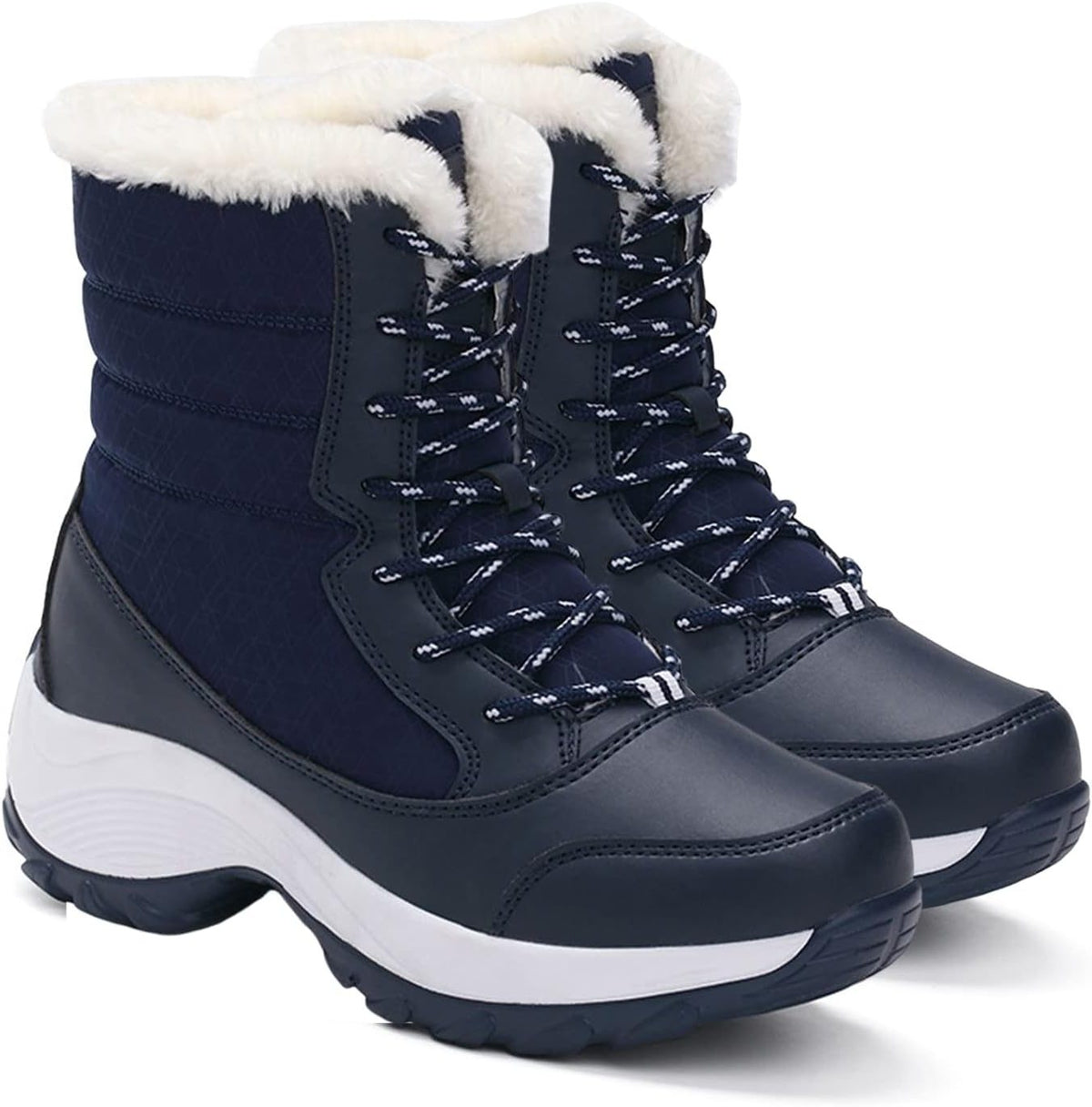 Platform Sneeuwlaarzen met Veters voor Dames - Blauw