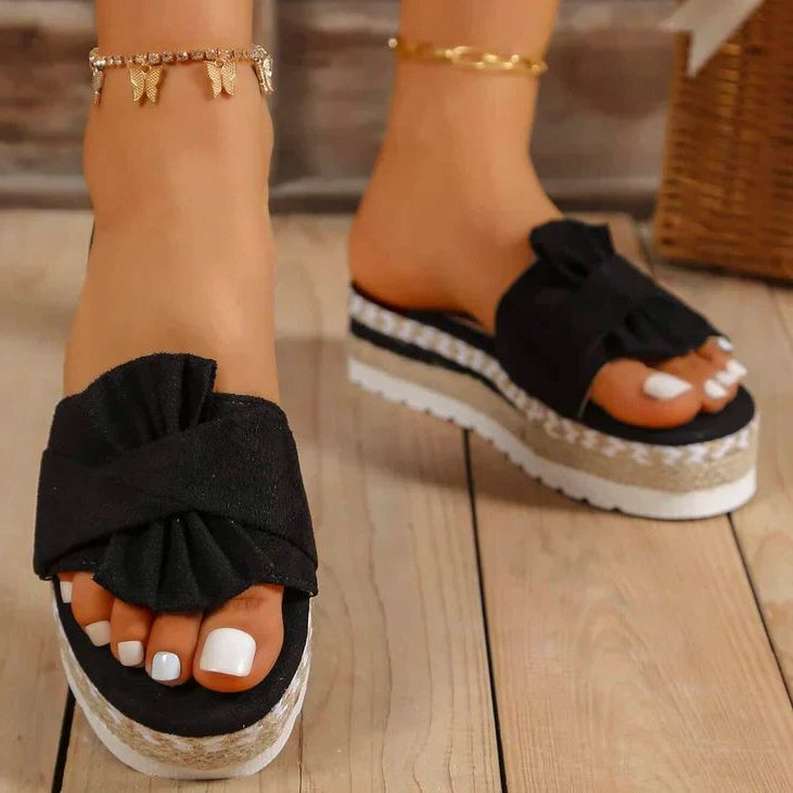 Platformzool Sandalen met Open Teen voor Dames - Zwart