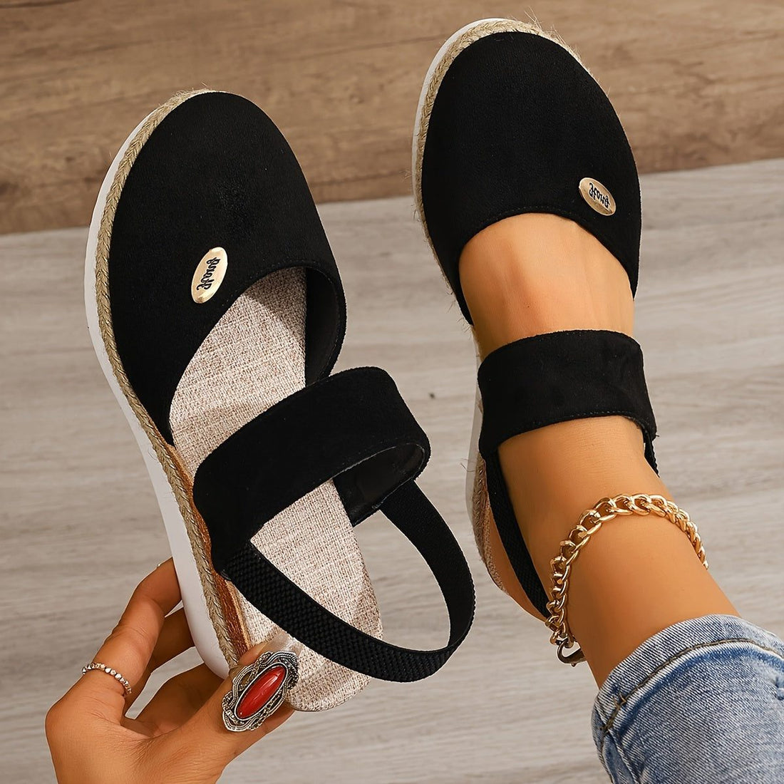Platformzool Sandalen met Verstelbare Gespen voor Dames