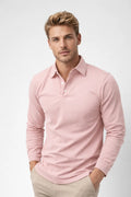 Slim Fit Poloshirt met Klassieke Kraag en Lange Mouwen voor Heren