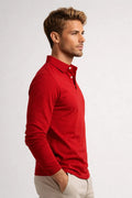 Slim Fit Poloshirt met Klassieke Kraag en Lange Mouwen voor Heren
