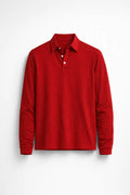 Slim Fit Poloshirt met Klassieke Kraag en Lange Mouwen voor Heren