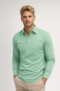 Slim Fit Poloshirt met Klassieke Kraag en Lange Mouwen voor Heren