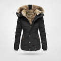 Puffer Winterjas met Capuchon en Fleecefutter voor Dames - Schwarz