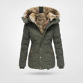 Puffer Winterjas met Capuchon en Fleecefutter voor Dames - Grun
