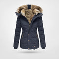 Puffer Winterjas met Capuchon en Fleecefutter voor Dames - Blau