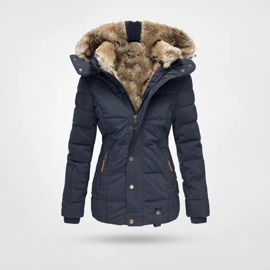 Puffer Winterjas met Capuchon en Fleecefutter voor Dames - Blau
