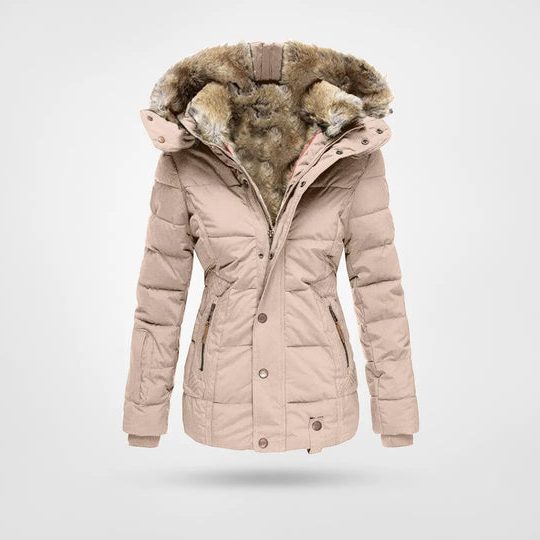 Puffer Winterjas met Capuchon en Fleecefutter voor Dames - Rosa