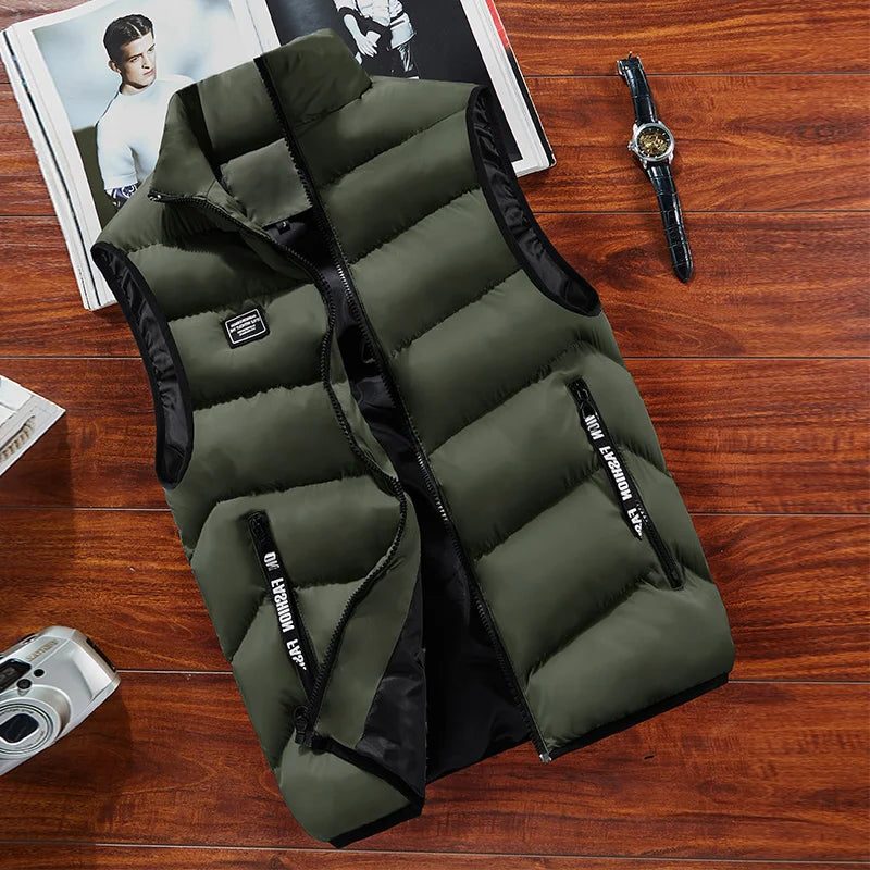 Puffer Winterjas zonder Mouwen voor Heren - Army grün