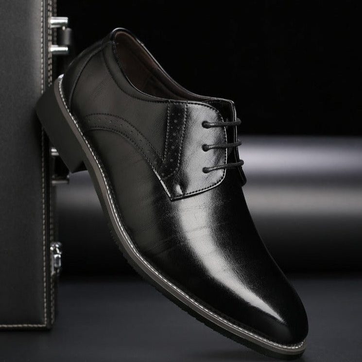 Puntige Neus Leren Oxford Schoen voor Heren