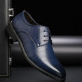 Puntige Neus Leren Oxford Schoen voor Heren - Blauw