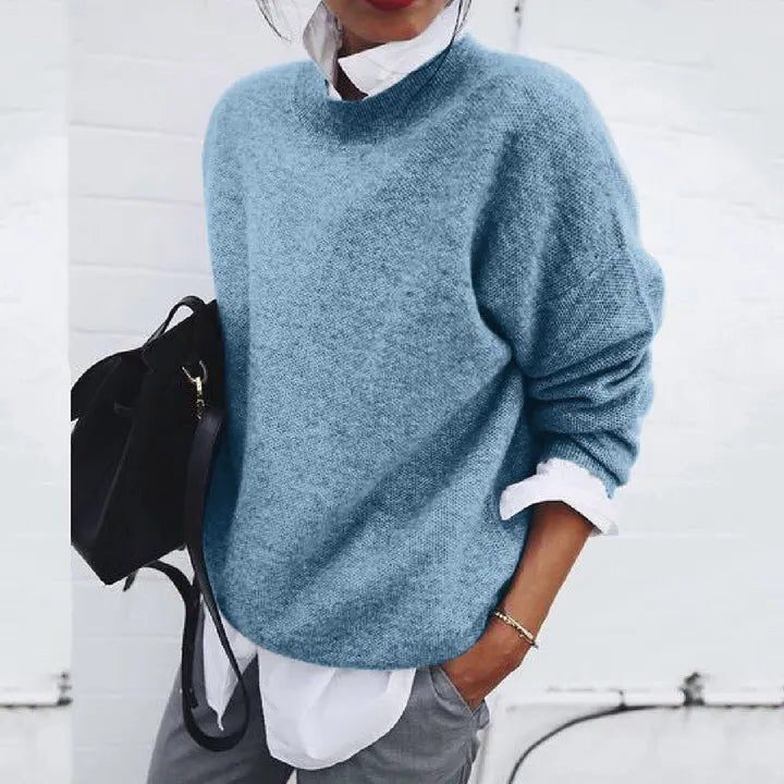 Relaxed Fit Ronde Hals Trui met Kasjmier Blend voor Dames - Blue