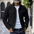 Ribbed Tussenjas met Opstaande Kraag voor Heren - Black