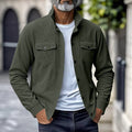 Ribbed Tussenjas met Opstaande Kraag voor Heren - Army Green