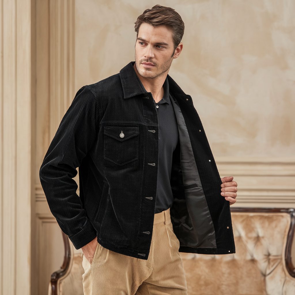 Ribfluwelen Overshirt voor Heren - Sort