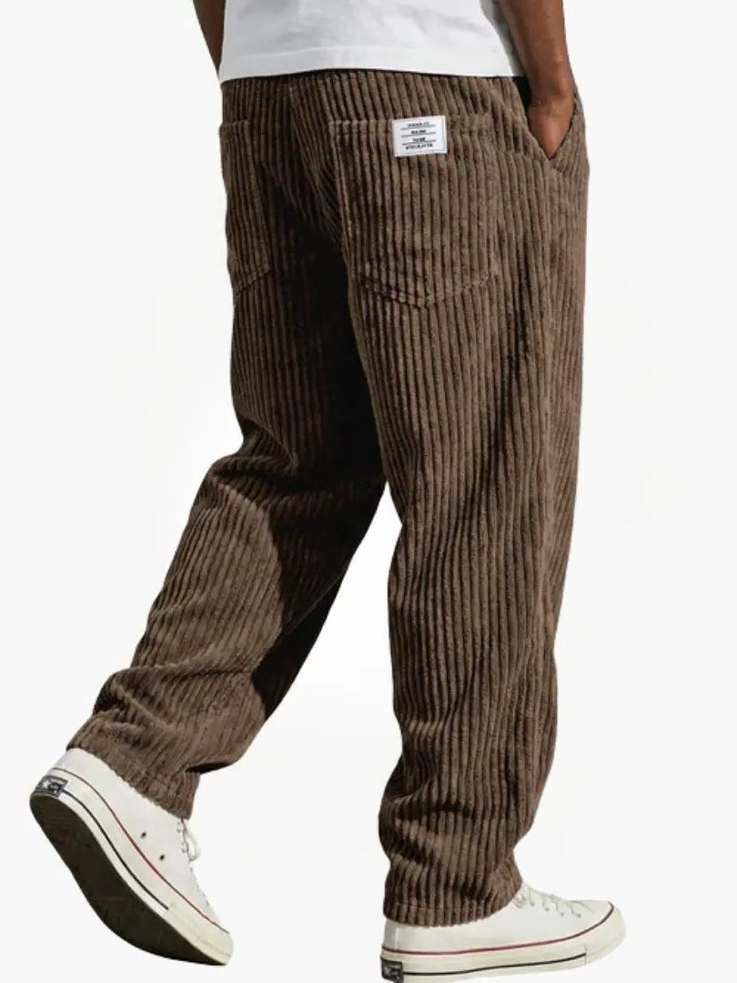 Ribfluwelen Rechte Pantalon voor Heren - Bruin