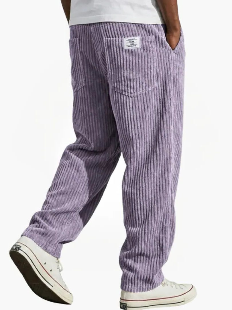 Ribfluwelen Rechte Pantalon voor Heren - Paars