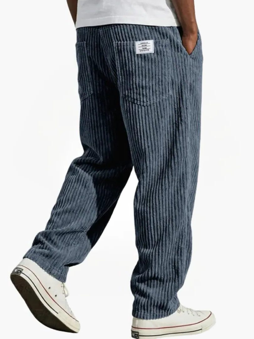 Ribfluwelen Rechte Pantalon voor Heren - Blauw