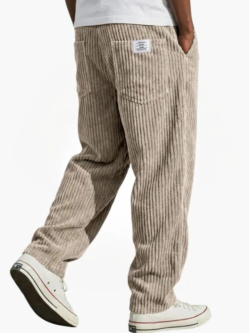 Ribfluwelen Rechte Pantalon voor Heren - Khaki