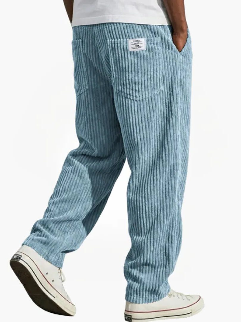 Ribfluwelen Rechte Pantalon voor Heren - Lichtblauw