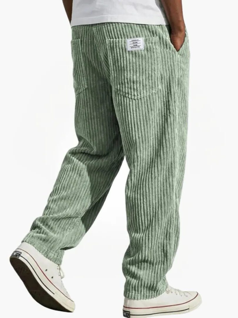Ribfluwelen Rechte Pantalon voor Heren - Lichtgroen