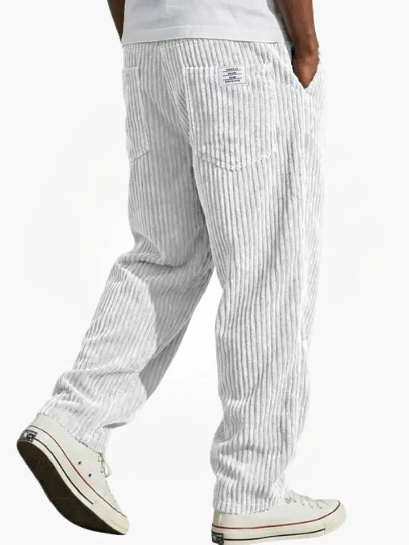 Ribfluwelen Rechte Pantalon voor Heren - Wit