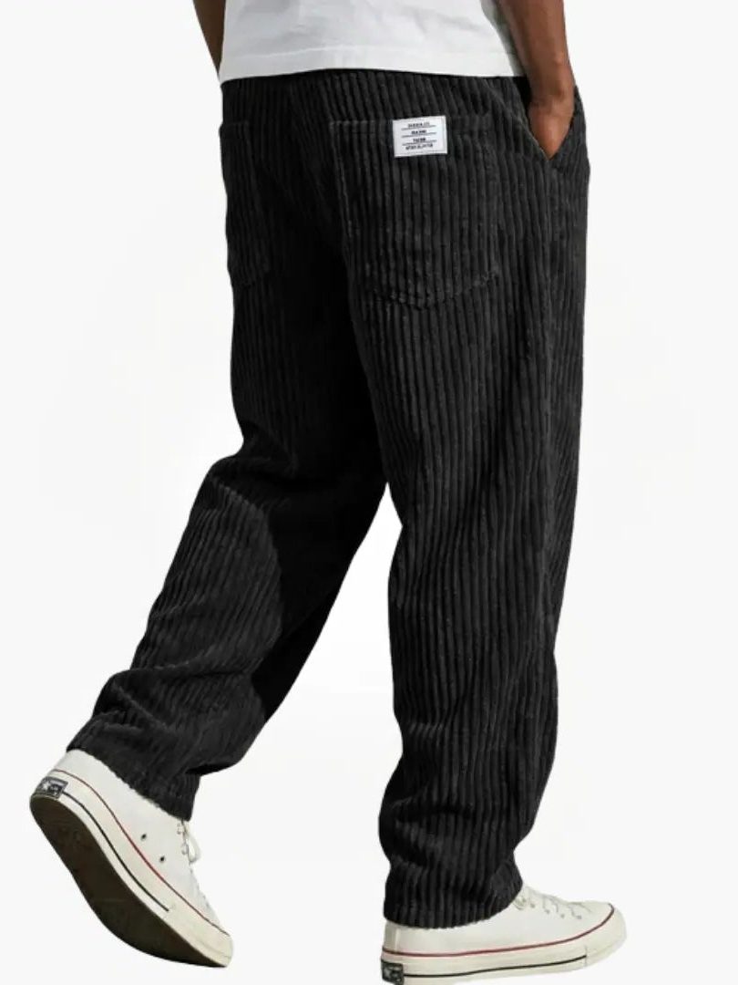 Ribfluwelen Rechte Pantalon voor Heren - Zwart