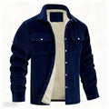 Ribfluwelen Tussenjas met Sherpa Voering voor Heren - Navy Blue