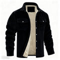 Ribfluwelen Tussenjas met Sherpa Voering voor Heren - Black