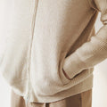 Ribgebreide Cardigan met Opstaande Kraag voor Heren - View 3