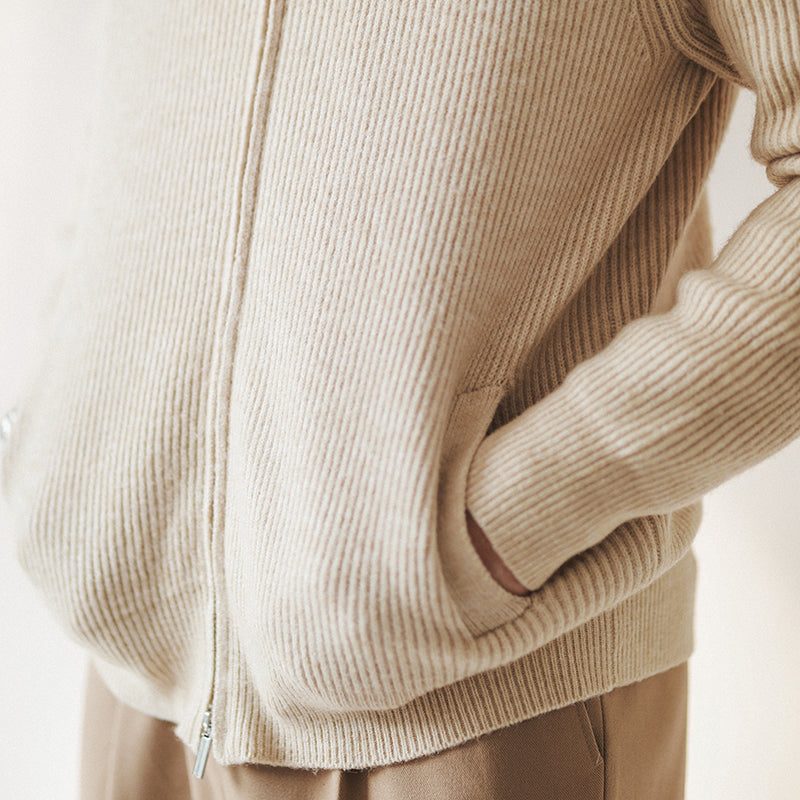 Ribgebreide Cardigan met Opstaande Kraag voor Heren - View 3