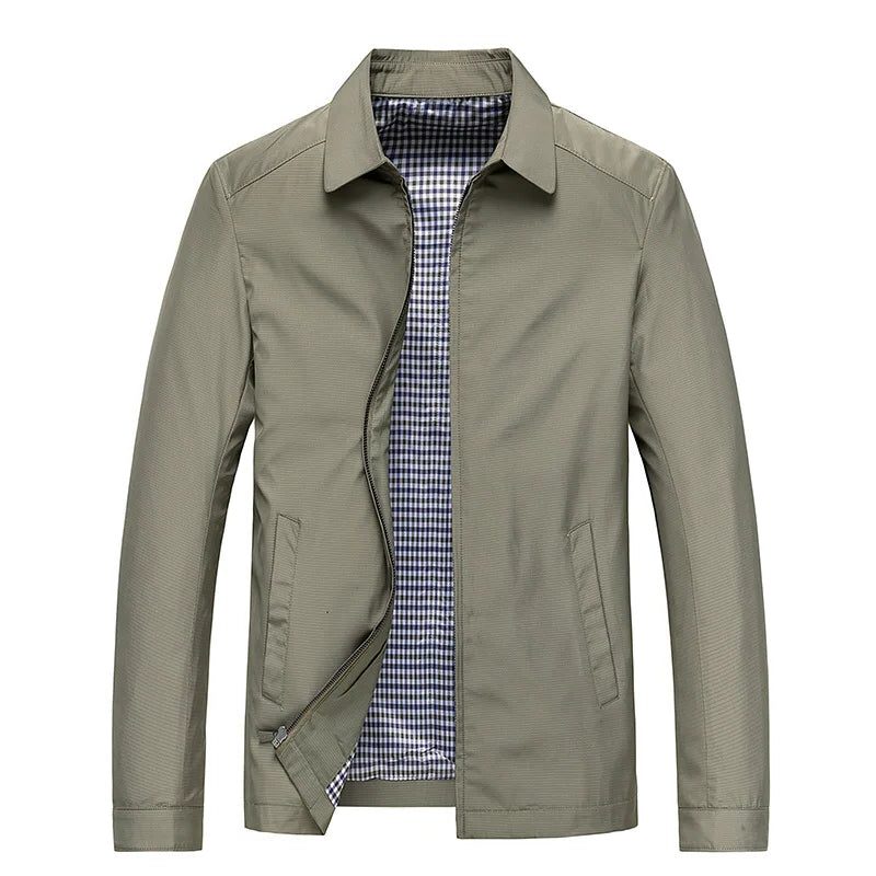 Ritssluiting Overshirt met Opstaande Kraag voor Heren - Khaki