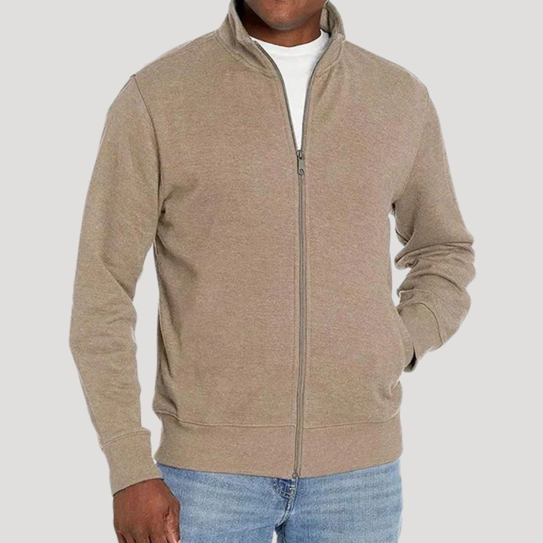 Ritssluiting Staande Kraag Trui voor Heren - Beige