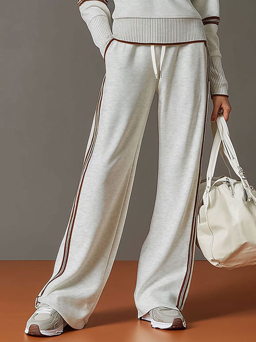 Ritssluiting Tweedelige Set met Wijde Pijp Broek voor Dames - View 16
