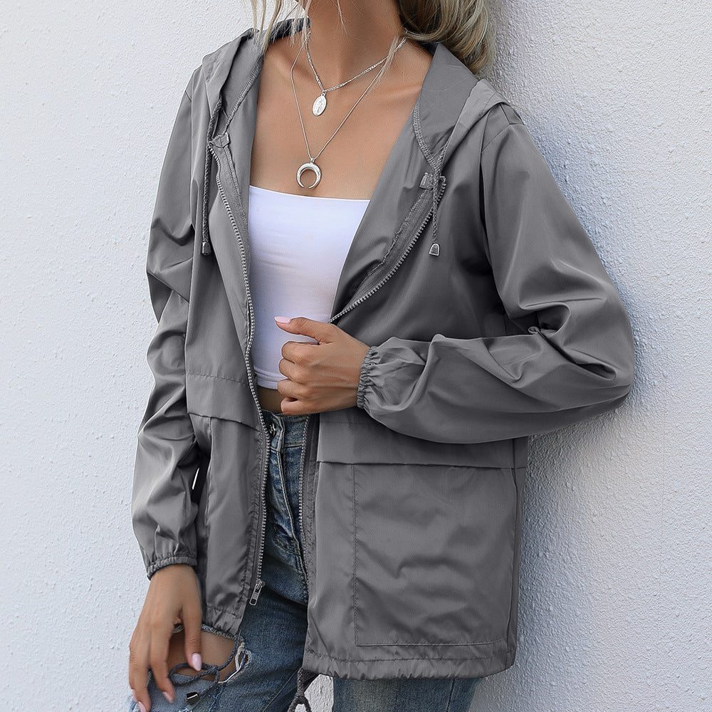 Ritssluiting Windbreaker Jas voor Dames - Dunkelgrau