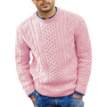 Ronde Hals Kabelknit Trui voor Heren - Roze