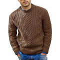 Ronde Hals Kabelknit Trui voor Heren - Bruin