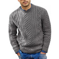 Ronde Hals Kabelknit Trui voor Heren - Grijs