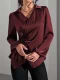 Satijnen Blouse met Wikkeldesign en Lange Mouwen voor Dames - View 6