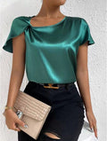 Satijnen Twist Top voor Dames - Groen