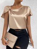 Satijnen Twist Top voor Dames - Champagnekleur