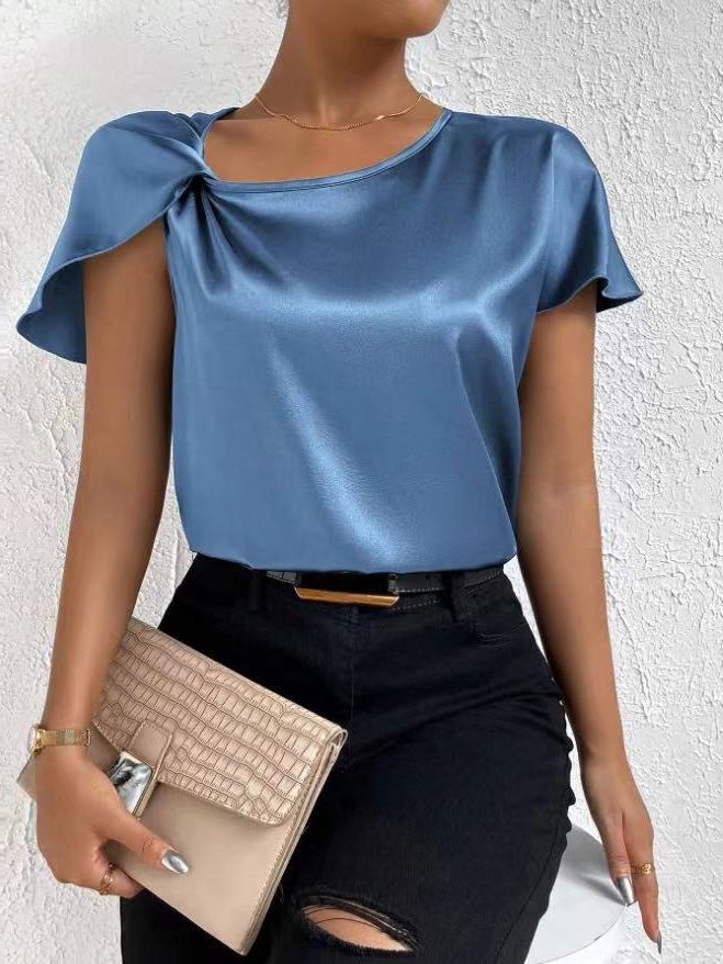 Satijnen Twist Top voor Dames - Marineblauw