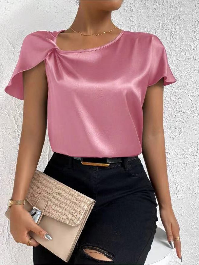 Satijnen Twist Top voor Dames - Roze